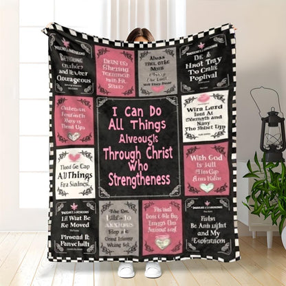 GiftoLuck “I Can Do All Things Through Christ Who Gives Strength Me”  Flannel Blanket Gift for Faith