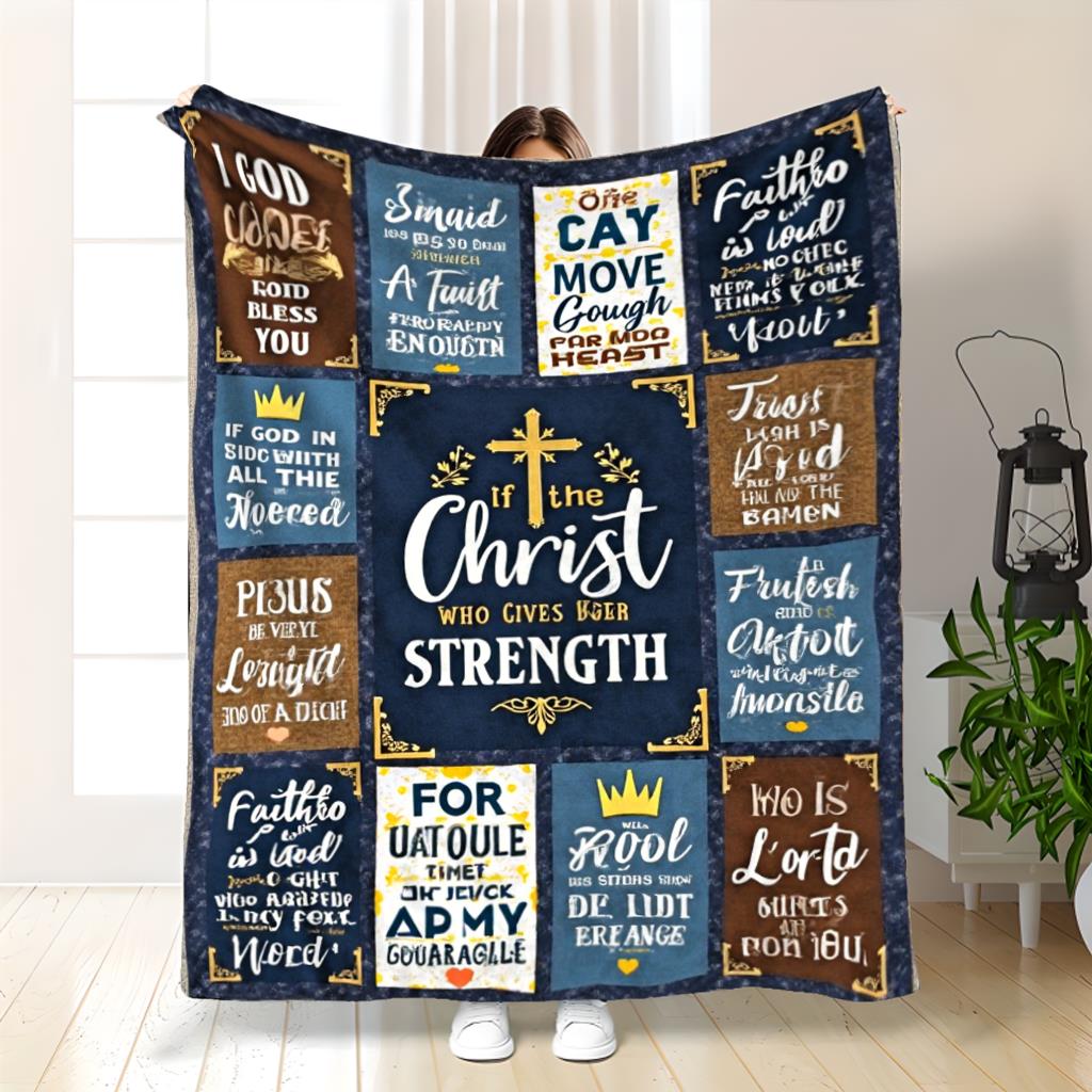 GiftoLuck “I Can Do All Things Through Christ Who Gives Strength Me”  Flannel Blanket Gift for Faith