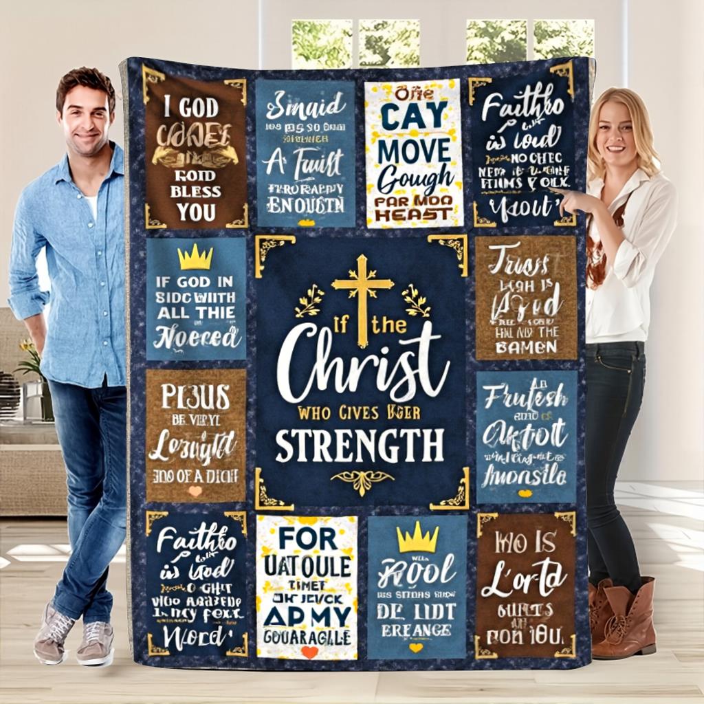 GiftoLuck “I Can Do All Things Through Christ Who Gives Strength Me”  Flannel Blanket Gift for Faith