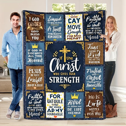 GiftoLuck “I Can Do All Things Through Christ Who Gives Strength Me”  Flannel Blanket Gift for Faith