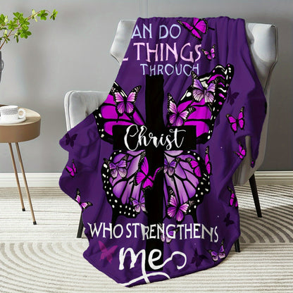 GiftoLuck “I Can Do All Things Through Christ Who Gives Strength Me”  Flannel Blanket Gift for Faith