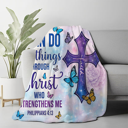 GiftoLuck “I Can Do All Things Through Christ Who Gives Strength Me”  Flannel Blanket Gift for Faith