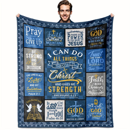 GiftoLuck “I Can Do All Things Through Christ Who Gives Strength Me”  Flannel Blanket Gift for Faith
