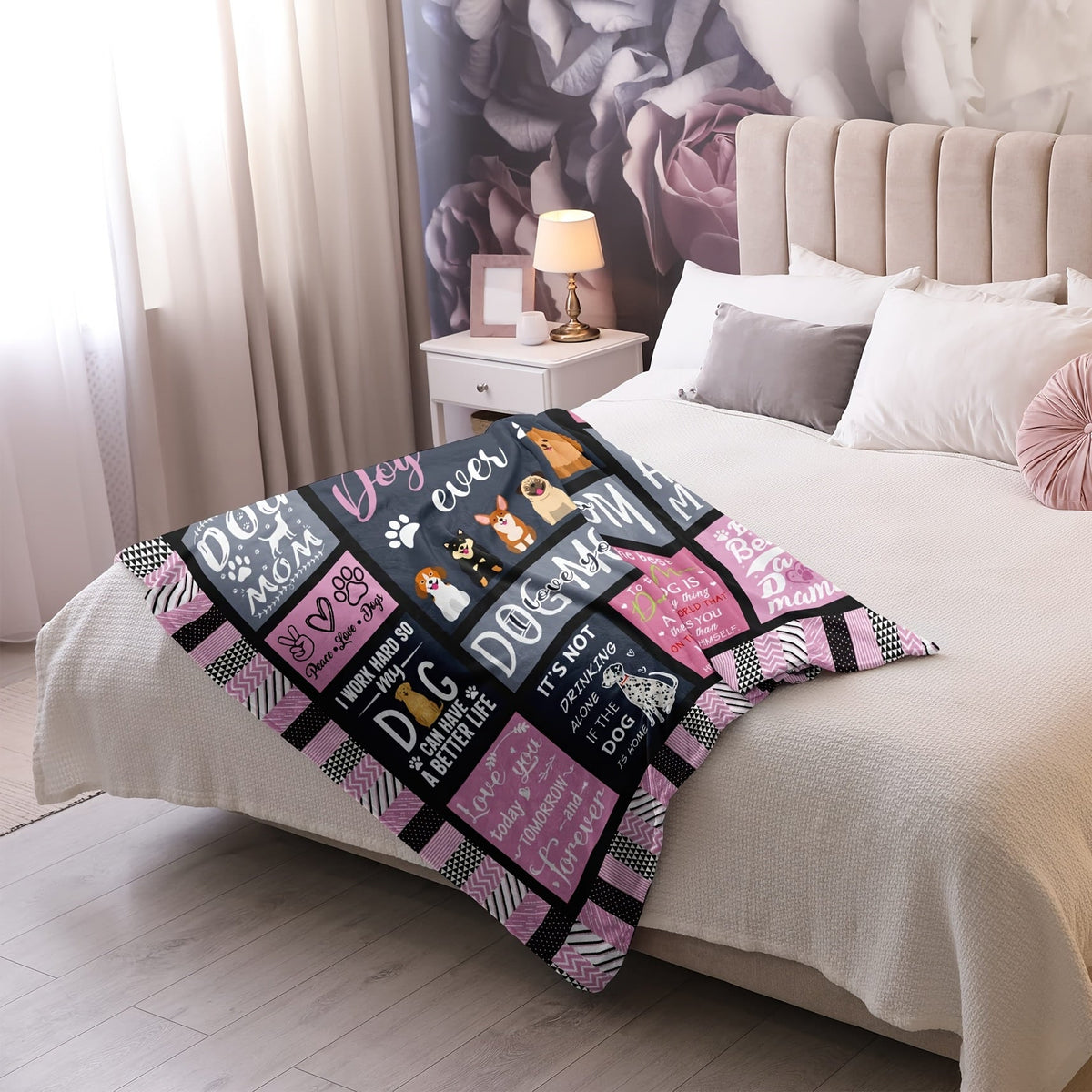 Aonana Cozy Dog Mom Flannel Blanket