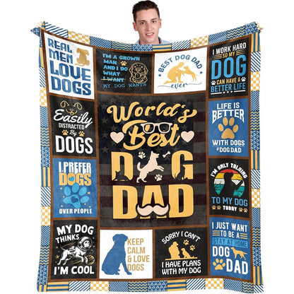 Aonana “World’s Best Dog Dad” Flannel Blanket