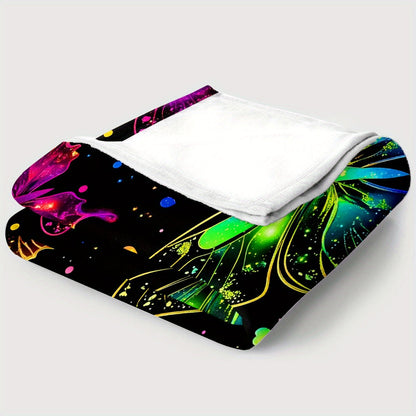 Aonana Colorful Butterflies Flannel Throw Blanket