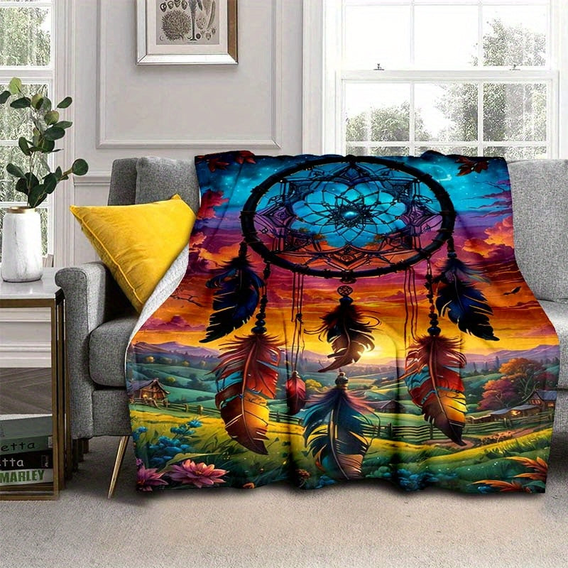 Giftoluck Dreamcatcher Print Cozy Flannel Throw Blanket