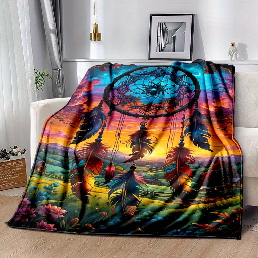Giftoluck Dreamcatcher Print Cozy Flannel Throw Blanket