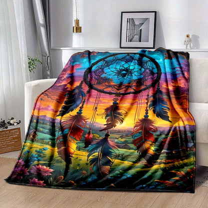 Giftoluck Dreamcatcher Print Cozy Flannel Throw Blanket