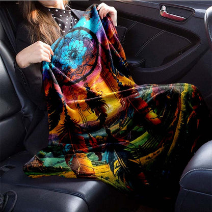 Giftoluck Dreamcatcher Print Cozy Flannel Throw Blanket