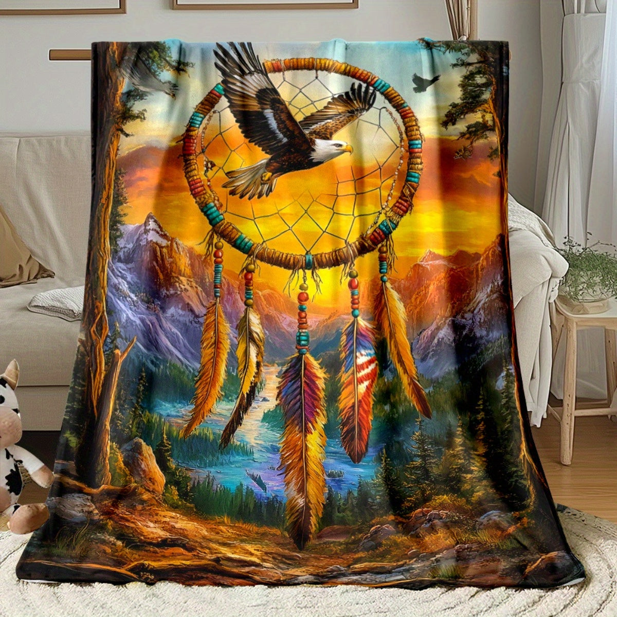 Giftoluck Dreamcatcher Print Cozy Flannel Throw Blanket