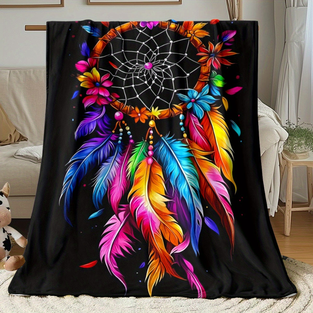 Giftoluck Dreamcatcher Print Cozy Flannel Throw Blanket