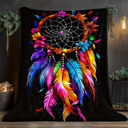 Giftoluck Dreamcatcher Print Cozy Flannel Throw Blanket