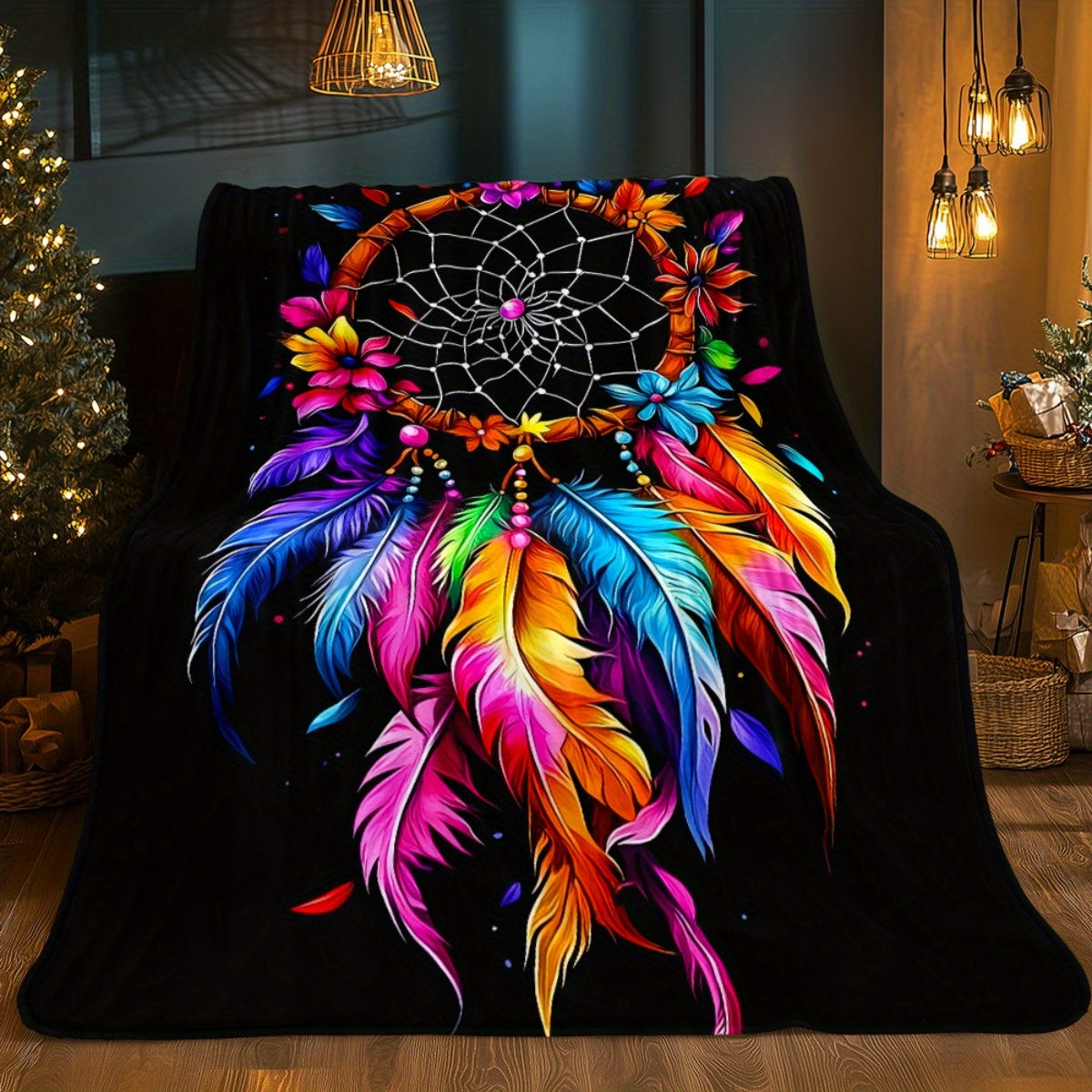 Giftoluck Dreamcatcher Print Cozy Flannel Throw Blanket