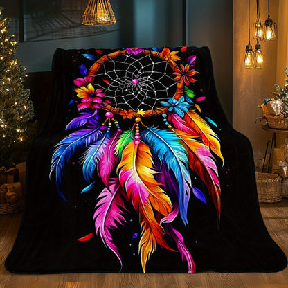 Giftoluck Dreamcatcher Print Cozy Flannel Throw Blanket