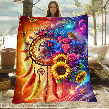 Giftoluck Dreamcatcher Print Cozy Flannel Throw Blanket