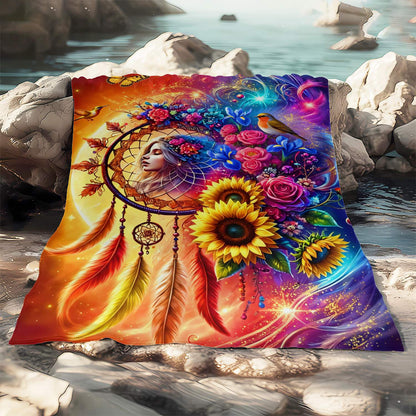 Giftoluck Dreamcatcher Print Cozy Flannel Throw Blanket
