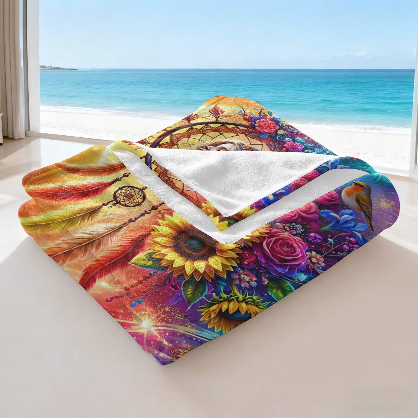 Giftoluck Dreamcatcher Print Cozy Flannel Throw Blanket