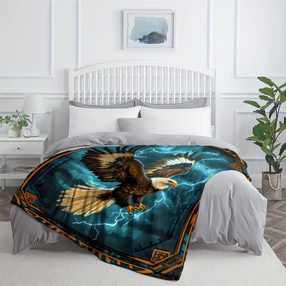 Aonana Lightning Eagle Print Flannel Throw Blanket