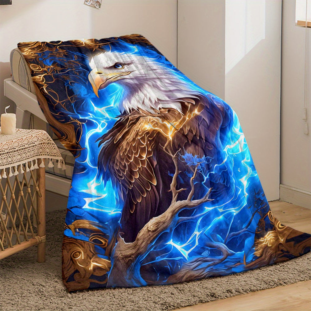 Aonana Lightning Eagle Print Flannel Throw Blanket