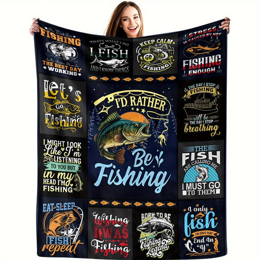GiftoLuck Fishing Lover Flannel Blanket Soft Cozy Sofa Throw