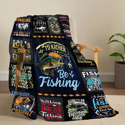 GiftoLuck Fishing Lover Flannel Blanket Soft Cozy Sofa Throw