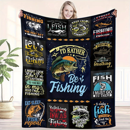 GiftoLuck Fishing Lover Flannel Blanket Soft Cozy Sofa Throw