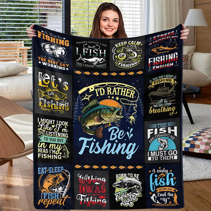GiftoLuck Fishing Lover Flannel Blanket Soft Cozy Sofa Throw
