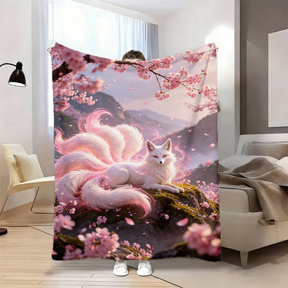 Aonana Nine-Tailed Fox Flannel Throw Blanket