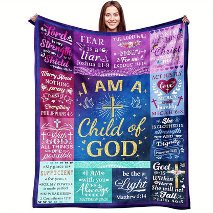 GiftoLuck “I Am a Child of God”  Flannel Throw Blanket Gift for Faith