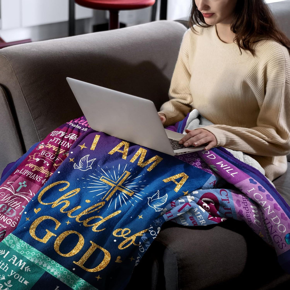 Aonana Christian “I Am a Child of God” Flannel Blanket