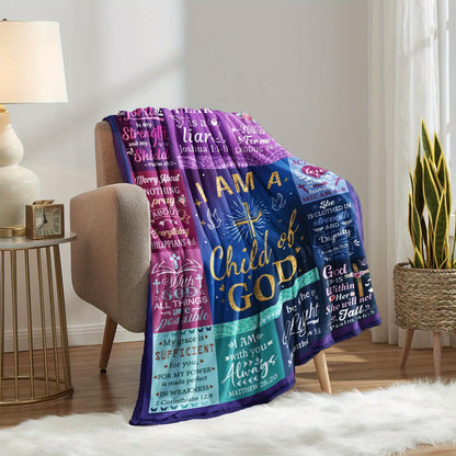GiftoLuck “I Am a Child of God”  Flannel Throw Blanket Gift for Faith