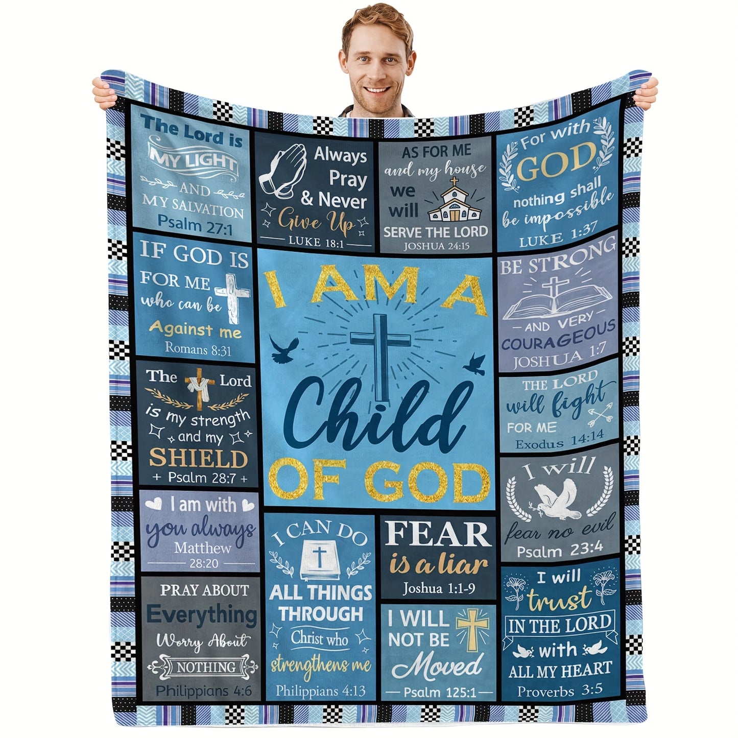 GiftoLuck “I Am a Child of God”  Flannel Throw Blanket Gift for Faith