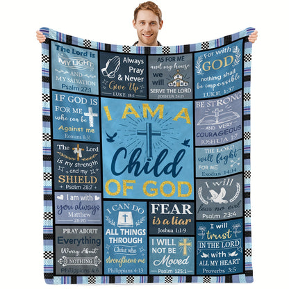 GiftoLuck “I Am a Child of God”  Flannel Throw Blanket Gift for Faith