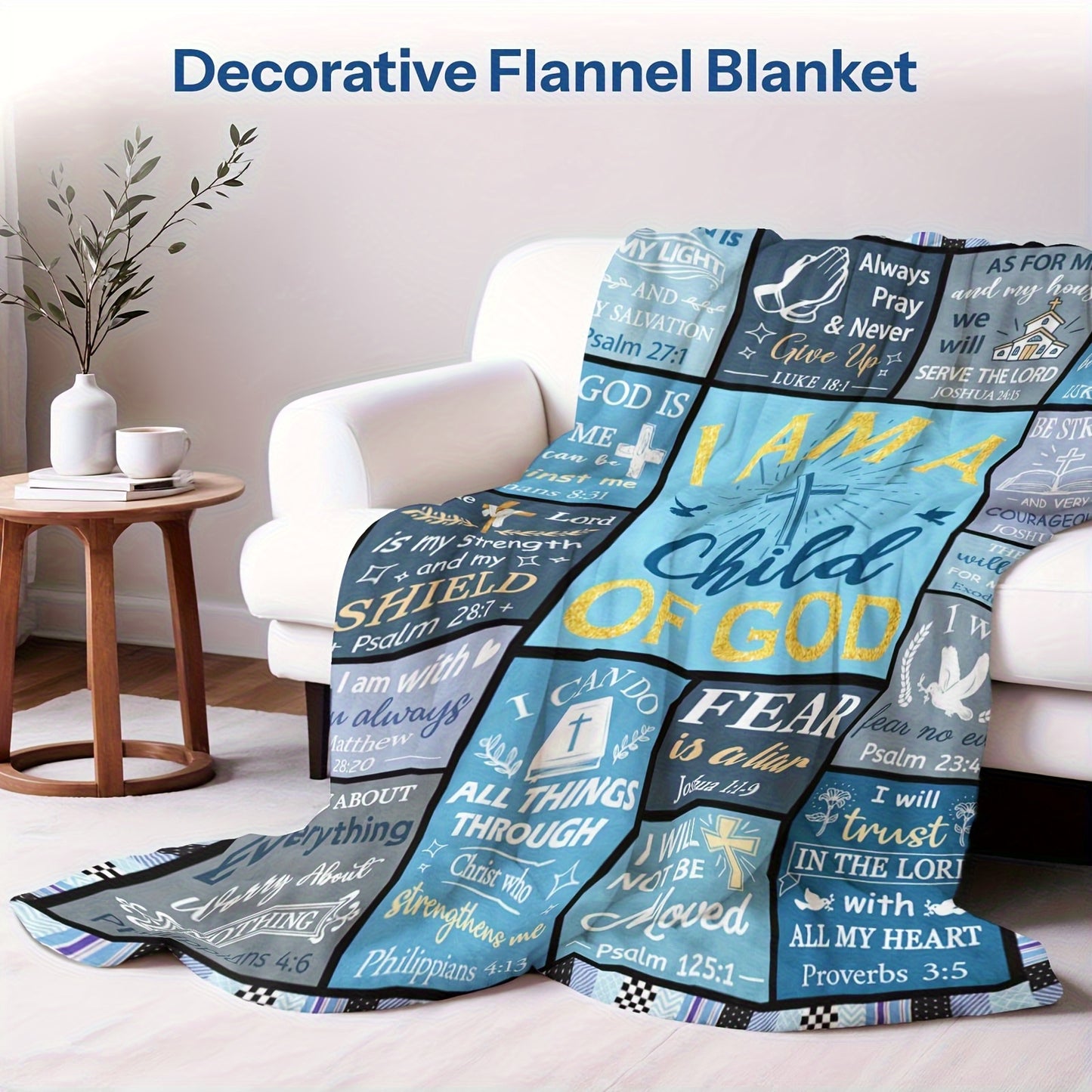 GiftoLuck “I Am a Child of God”  Flannel Throw Blanket Gift for Faith