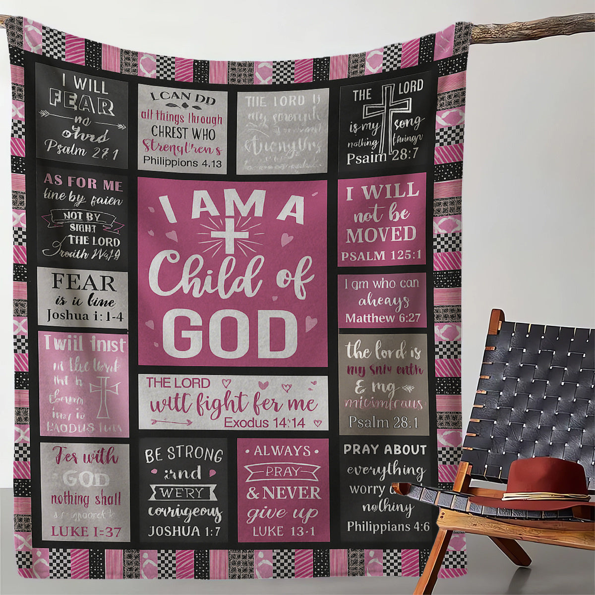 GiftoLuck “I Am a Child of God”  Flannel Throw Blanket Gift for Faith