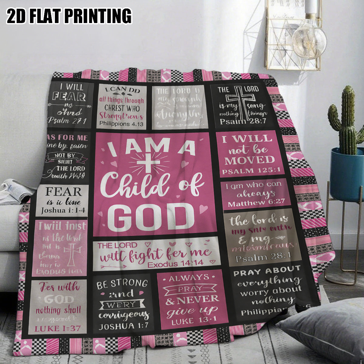 GiftoLuck “I Am a Child of God”  Flannel Throw Blanket Gift for Faith
