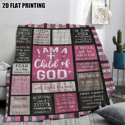 GiftoLuck “I Am a Child of God”  Flannel Throw Blanket Gift for Faith