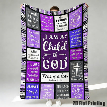 GiftoLuck “I Am a Child of God”  Flannel Throw Blanket Gift for Faith