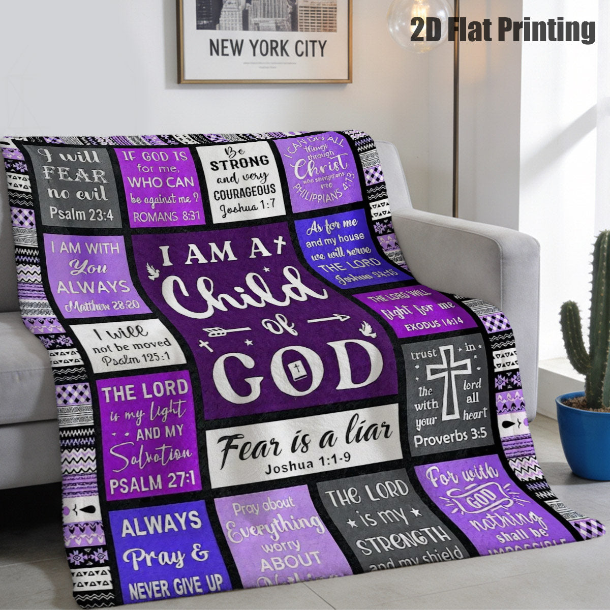 GiftoLuck “I Am a Child of God”  Flannel Throw Blanket Gift for Faith