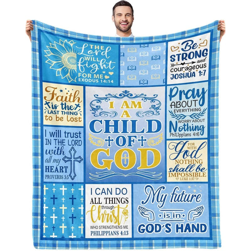GiftoLuck “I Am a Child of God”  Flannel Throw Blanket Gift for Faith