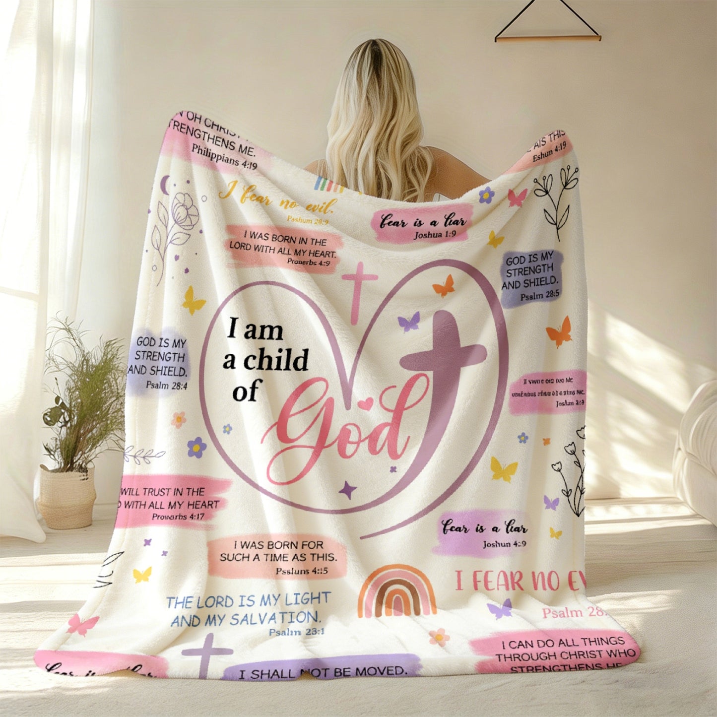 GiftoLuck “I Am a Child of God”  Flannel Throw Blanket Gift for Faith