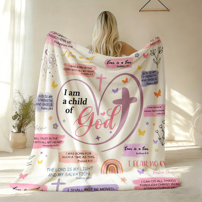 GiftoLuck “I Am a Child of God”  Flannel Throw Blanket Gift for Faith
