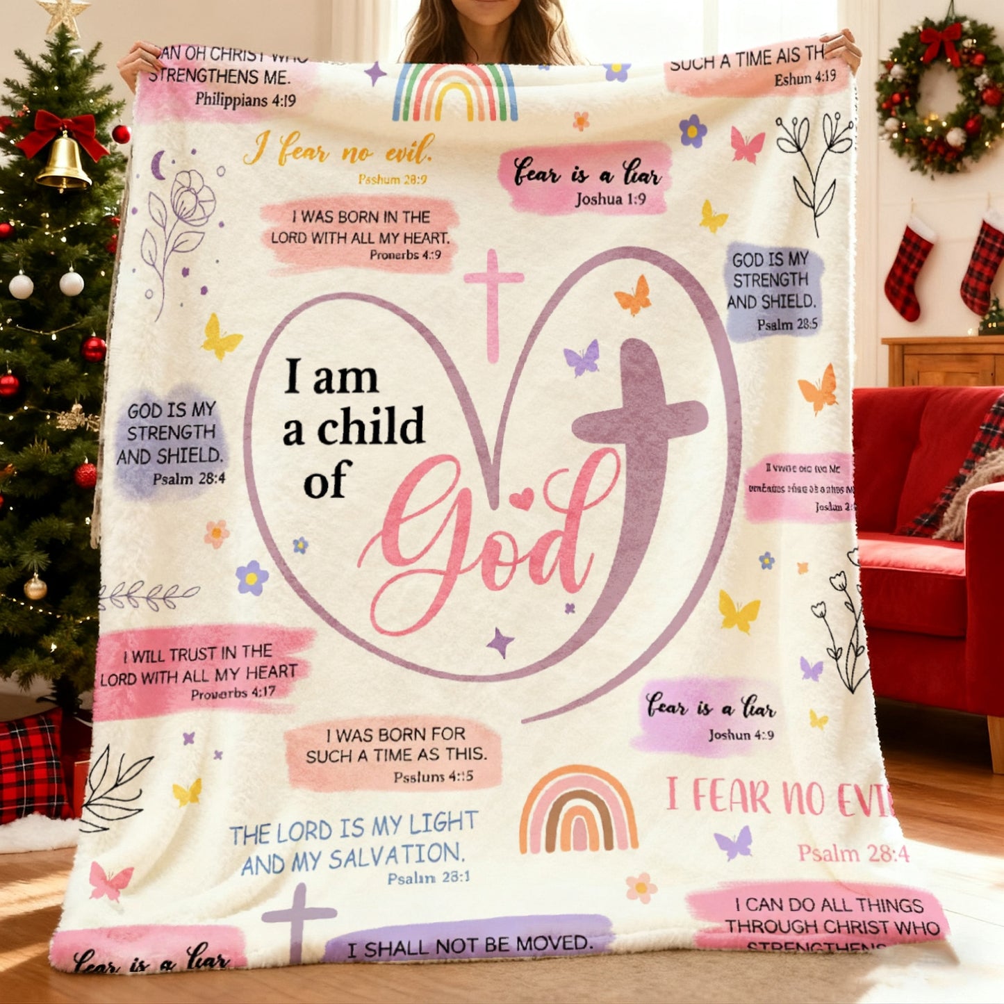 GiftoLuck “I Am a Child of God”  Flannel Throw Blanket Gift for Faith