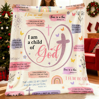 GiftoLuck “I Am a Child of God”  Flannel Throw Blanket Gift for Faith