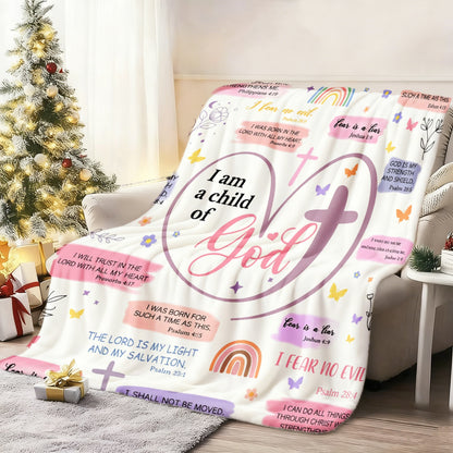 GiftoLuck “I Am a Child of God”  Flannel Throw Blanket Gift for Faith
