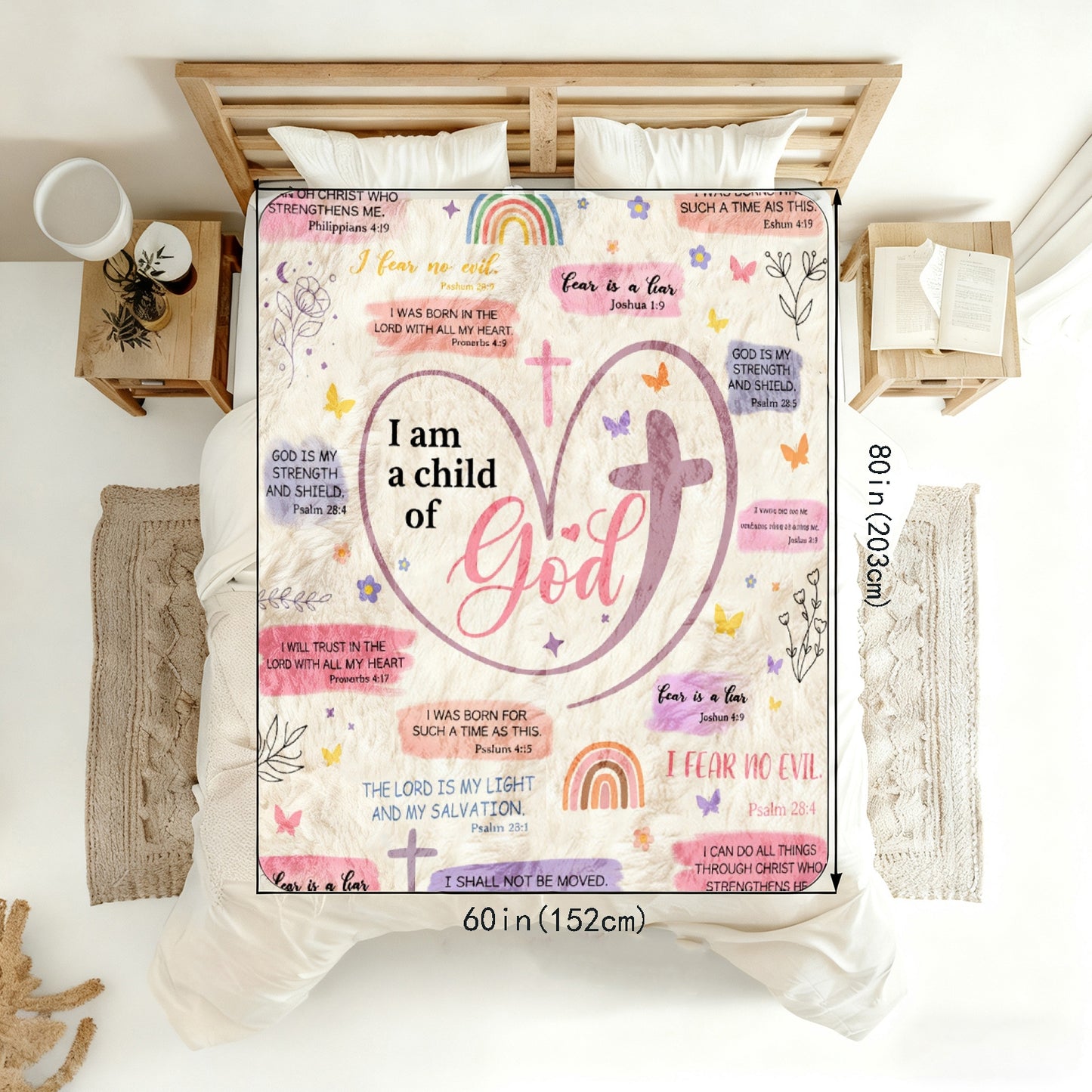 GiftoLuck “I Am a Child of God”  Flannel Throw Blanket Gift for Faith