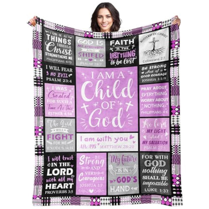 GiftoLuck “I Am a Child of God”  Flannel Throw Blanket Gift for Faith
