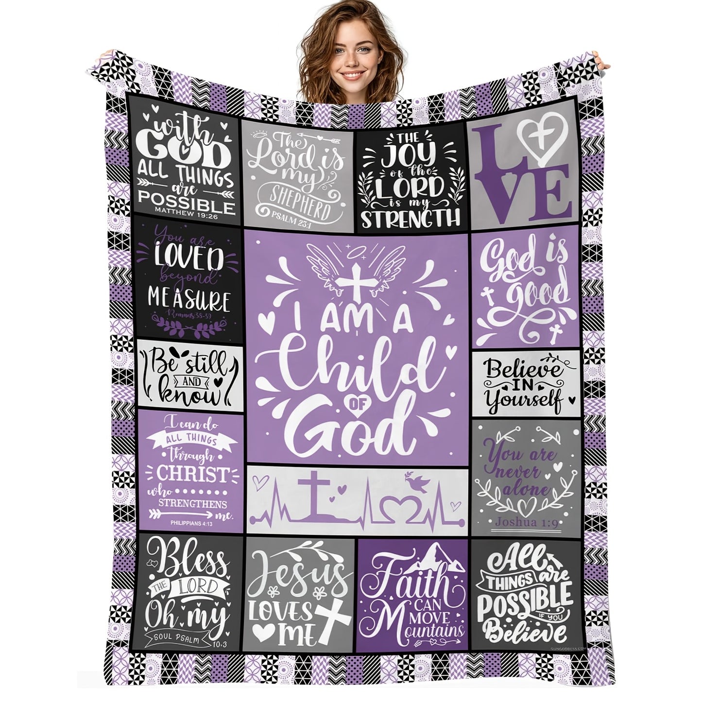 GiftoLuck “I Am a Child of God”  Flannel Throw Blanket Gift for Faith