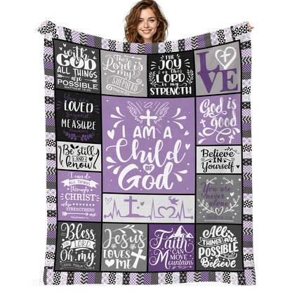 GiftoLuck “I Am a Child of God”  Flannel Throw Blanket Gift for Faith
